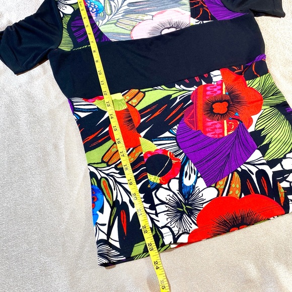 BLUE D’AZUR France top blouse black red stretchy - Picture 13 of 15